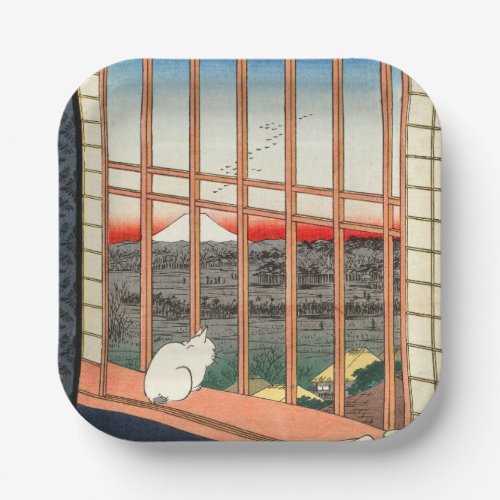 Utagawa Hiroshige _ Asakusa Rice fields Paper Plates
