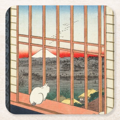 Utagawa Hiroshige _ Asakusa Rice fields Square Paper Coaster