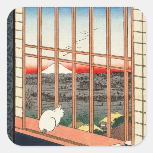 Utagawa Hiroshige _ Asakusa Rice fields Square Sticker