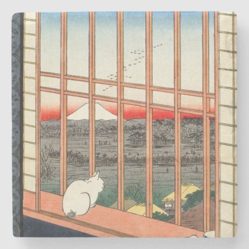 Utagawa Hiroshige _ Asakusa Rice fields Stone Coaster
