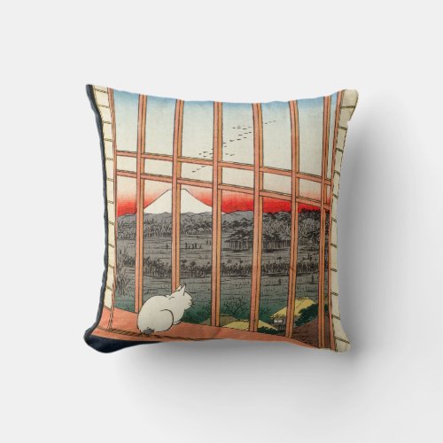 Utagawa Hiroshige _ Asakusa Rice fields Throw Pillow