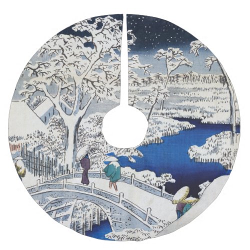 Utagawa Hiroshige _ Drum Bridge at Meguro Brushed Polyester Tree Skirt