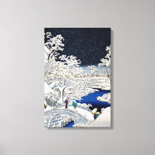 Utagawa Hiroshige - Drum Bridge at Meguro Canvas Print
