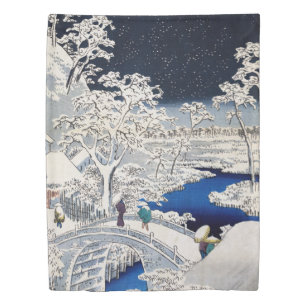 Utagawa Hiroshige - Drum Bridge at Meguro Duvet Cover