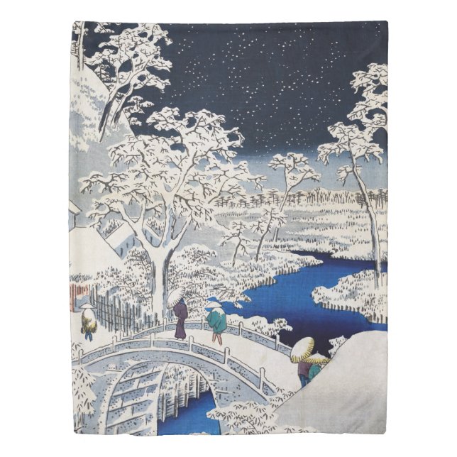 Utagawa Hiroshige - Drum Bridge at Meguro Duvet Cover (Front)