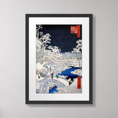 Utagawa Hiroshige _ Drum Bridge at Meguro Framed Art