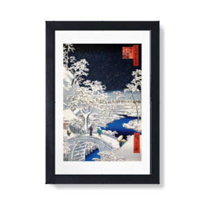 Utagawa Hiroshige - Drum Bridge at Meguro Framed Art