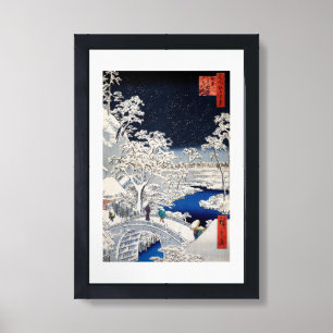 Utagawa Hiroshige - Drum Bridge at Meguro Framed Art