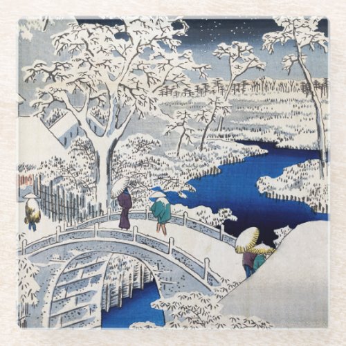 Utagawa Hiroshige _ Drum Bridge at Meguro Glass Coaster