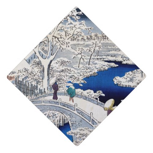 Utagawa Hiroshige _ Drum Bridge at Meguro Graduation Cap Topper