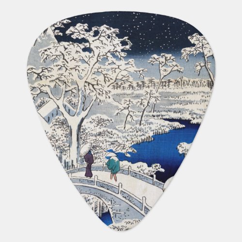 Utagawa Hiroshige _ Drum Bridge at Meguro Guitar Pick