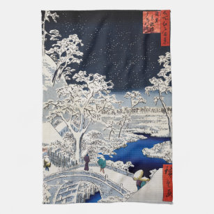 Utagawa Hiroshige - Drum Bridge at Meguro Kitchen Towel