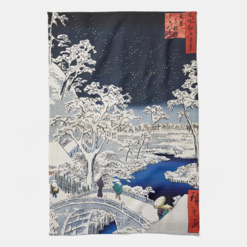 Utagawa Hiroshige _ Drum Bridge at Meguro Kitchen Towel