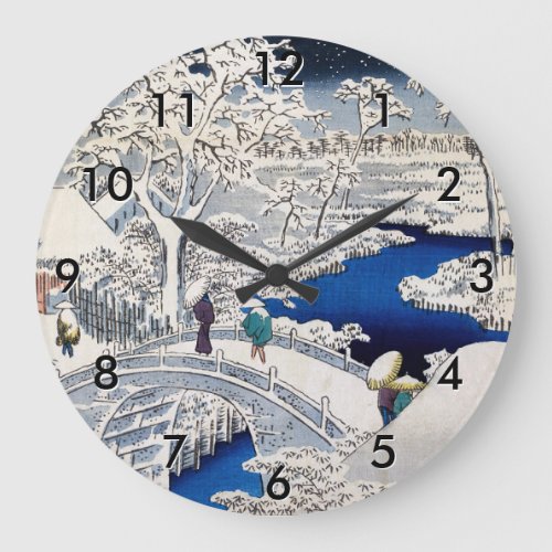 Utagawa Hiroshige _ Drum Bridge at Meguro Large Clock