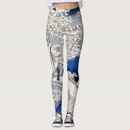 Utagawa Hiroshige _ Drum Bridge at Meguro Leggings