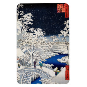 Utagawa Hiroshige - Drum Bridge at Meguro Magnet