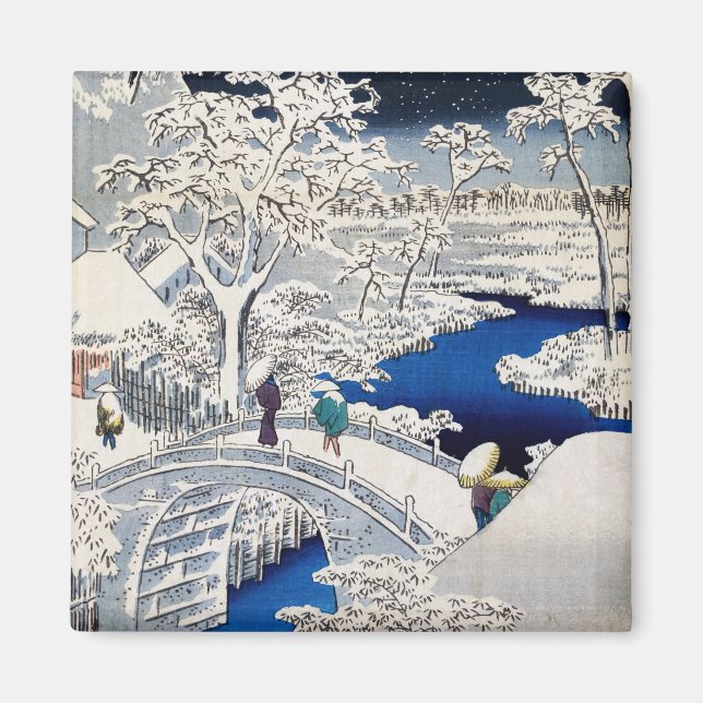 Utagawa Hiroshige - Drum Bridge at Meguro Magnet (Front)