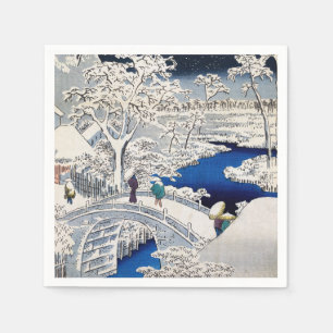 Utagawa Hiroshige - Drum Bridge at Meguro Napkins