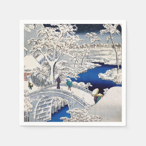 Utagawa Hiroshige _ Drum Bridge at Meguro Napkins
