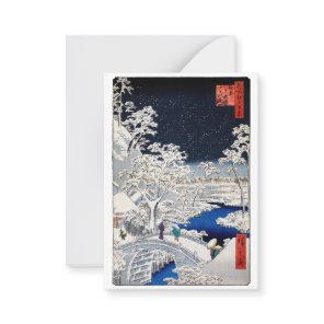 Utagawa Hiroshige - Drum Bridge at Meguro Note Card