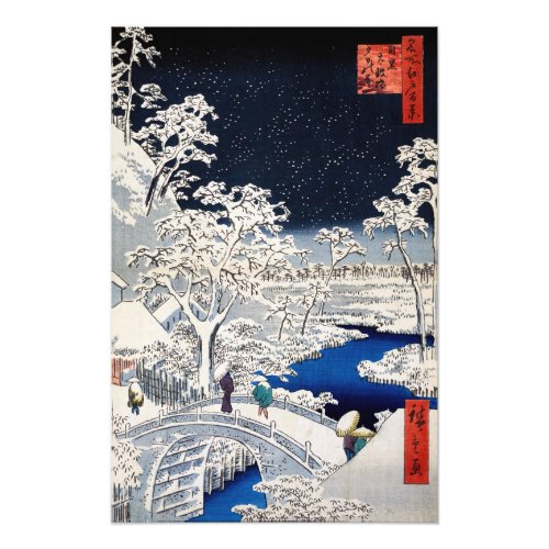 Utagawa Hiroshige _ Drum Bridge at Meguro Photo Print