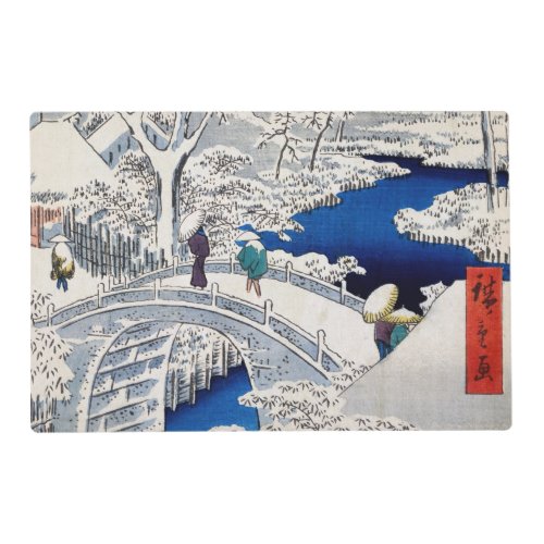 Utagawa Hiroshige _ Drum Bridge at Meguro Placemat