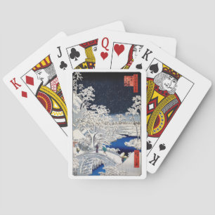 Utagawa Hiroshige - Drum Bridge at Meguro Poker Cards
