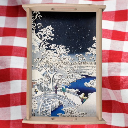 Utagawa Hiroshige _ Drum Bridge at Meguro Serving Tray