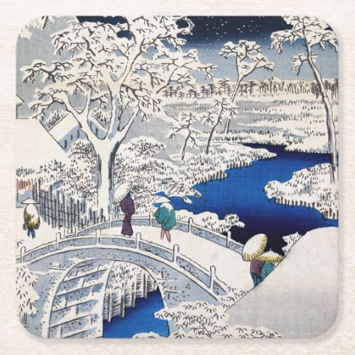 Utagawa Hiroshige _ Drum Bridge at Meguro Square Paper Coaster