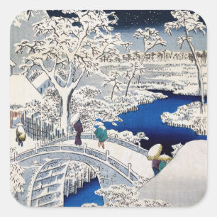 Utagawa Hiroshige - Drum Bridge at Meguro Square Sticker