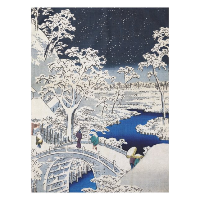 Utagawa Hiroshige - Drum Bridge at Meguro Tablecloth (Front)