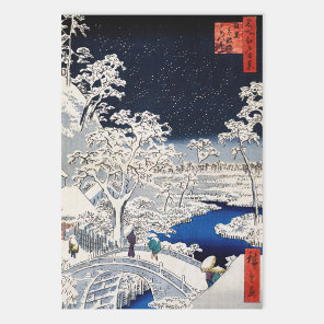 Utagawa Hiroshige - Drum Bridge at Meguro Wrapping Paper Sheets