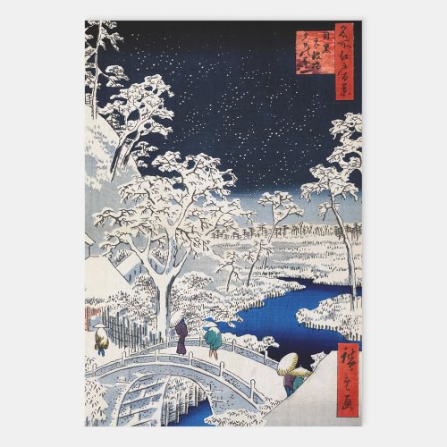 Utagawa Hiroshige _ Drum Bridge at Meguro Wrapping Paper Sheets
