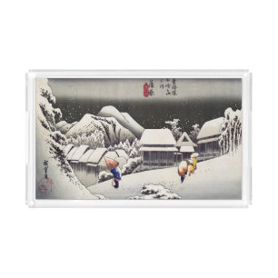 Utagawa Hiroshige - Evening Snow at Kanbara Acrylic Tray
