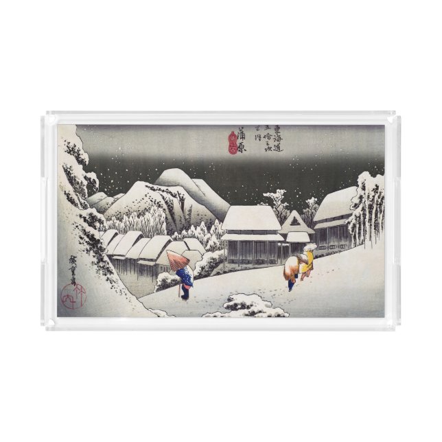 Utagawa Hiroshige - Evening Snow at Kanbara Acrylic Tray (Front)