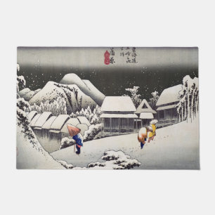Utagawa Hiroshige - Evening Snow at Kanbara Doormat