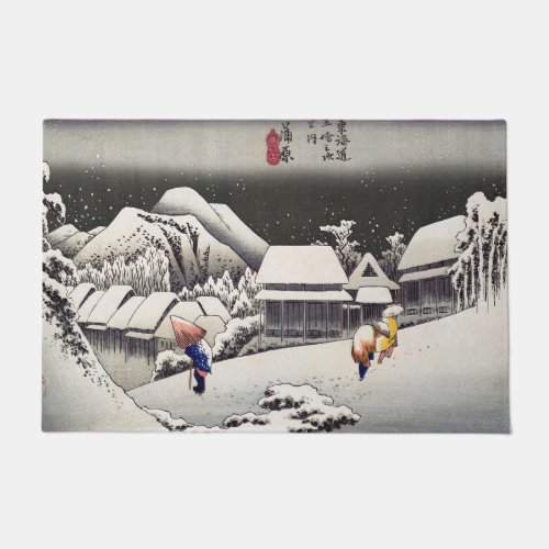 Utagawa Hiroshige _ Evening Snow at Kanbara Doormat