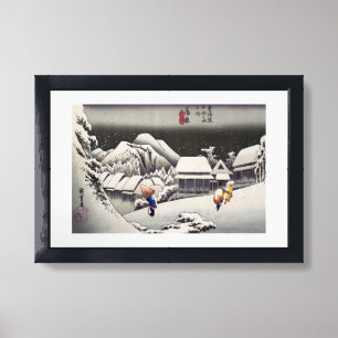 Utagawa Hiroshige - Evening Snow at Kanbara Framed Art