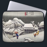 Utagawa Hiroshige - Evening Snow at Kanbara Laptop Sleeve<br><div class="desc">Evening Snow at Kanbara - Number 16 in the series Fifty-three Stations of the Tokaido,  Woodblock color print,  1833-1834. Ukiyo-e print shows Deep snow covering the slope of Kanbara in the evening.</div>