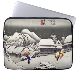 Utagawa Hiroshige - Evening Snow at Kanbara Laptop Sleeve