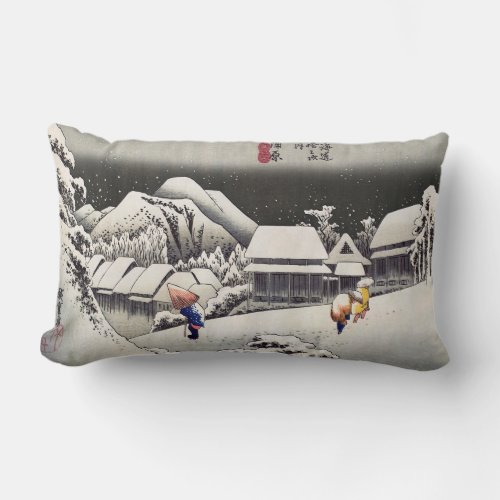 Utagawa Hiroshige _ Evening Snow at Kanbara Lumbar Pillow