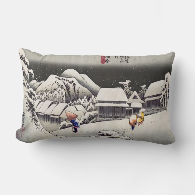 Utagawa Hiroshige - Evening Snow at Kanbara Lumbar Pillow (Front)