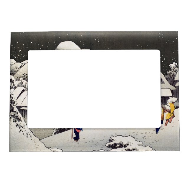 Utagawa Hiroshige - Evening Snow at Kanbara Magnetic Frame (Front)