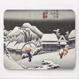Utagawa Hiroshige - Evening Snow at Kanbara Mouse Pad