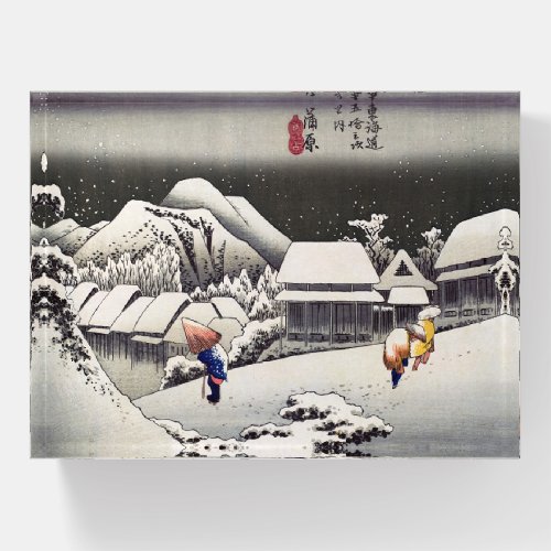 Utagawa Hiroshige _ Evening Snow at Kanbara Paperweight