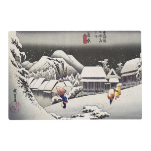 Utagawa Hiroshige - Evening Snow at Kanbara Placemat