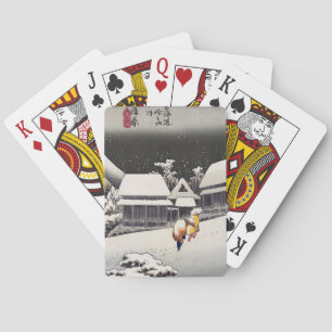 Utagawa Hiroshige - Evening Snow at Kanbara Poker Cards