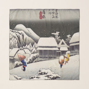 Utagawa Hiroshige - Evening Snow at Kanbara Scarf