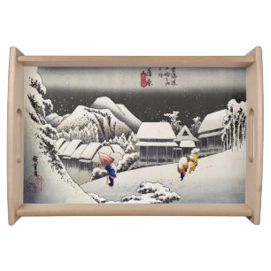 Utagawa Hiroshige - Evening Snow at Kanbara Serving Tray