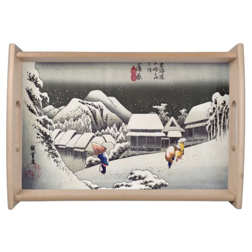 Utagawa Hiroshige _ Evening Snow at Kanbara Serving Tray